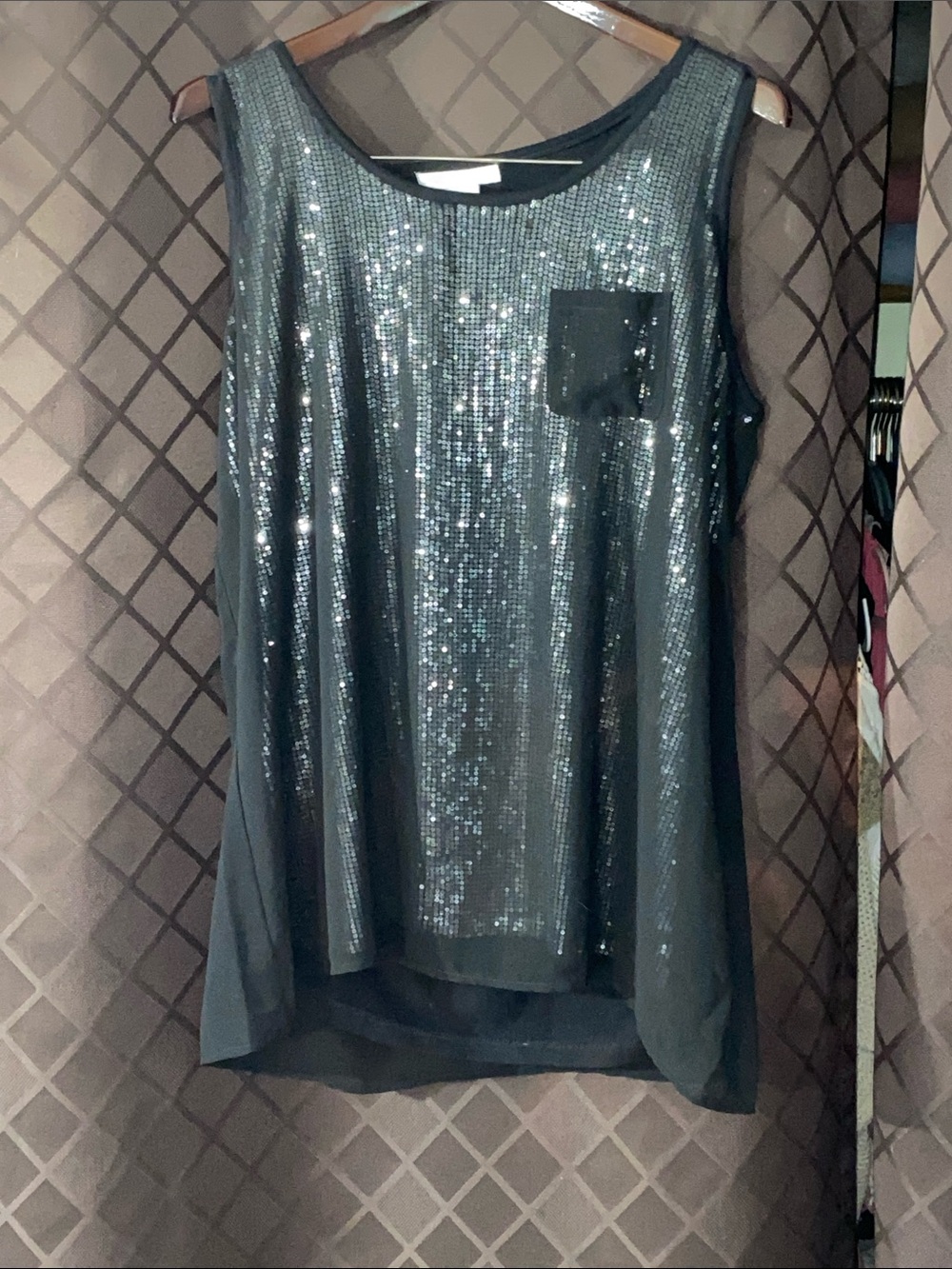 Design History Sleeveless Tank Sequin Black Top NWT